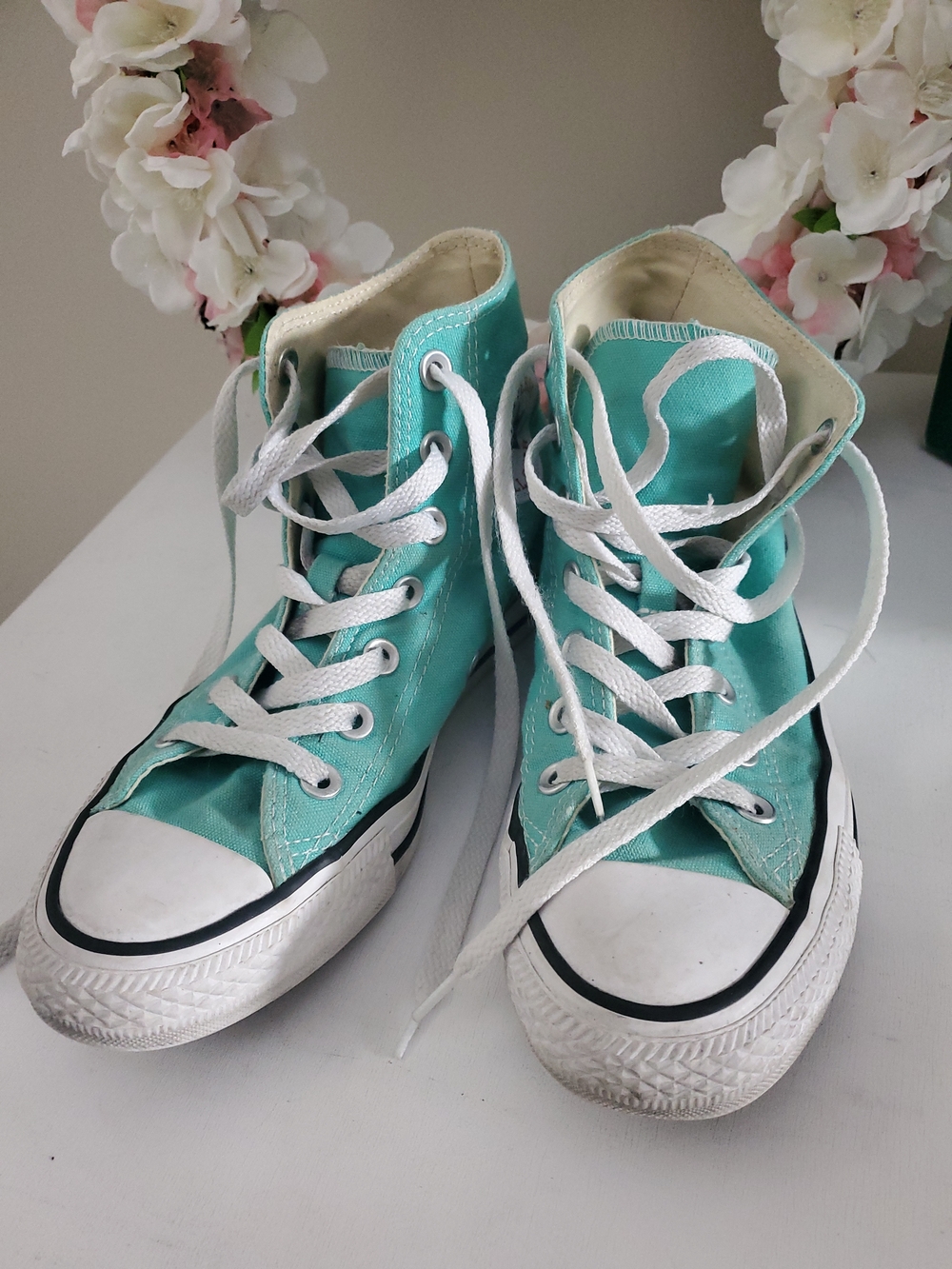 2for25!Converse High Top Sneakers Teal with White Accents
